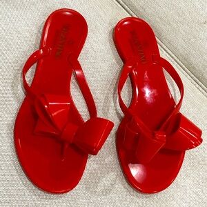 Valentino Garavani bow thong red jelly slides size 36 made in Italy